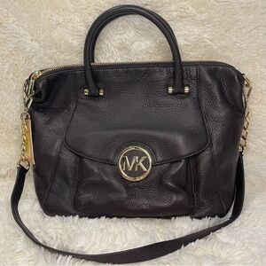 Michael Kors Dark Chocolate Brown Fulton Large Leather Satchel. NWT!!